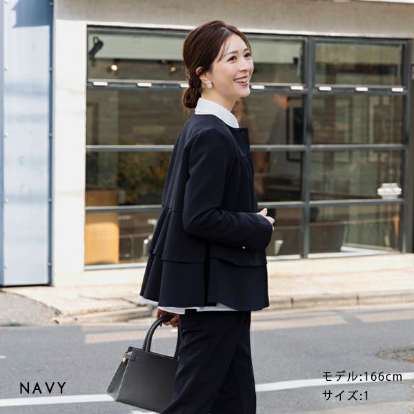 近年モデル✨デュベティカ ナイロンジャケット　黒 38 M トレンド ペプラム SONO NAVY】ティアードペプラムジャケット【20250117】 | Spendard.com
