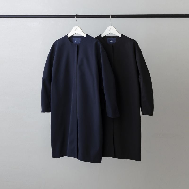 SONO NAVY】バックフリルラウンディッシュコート【20260213