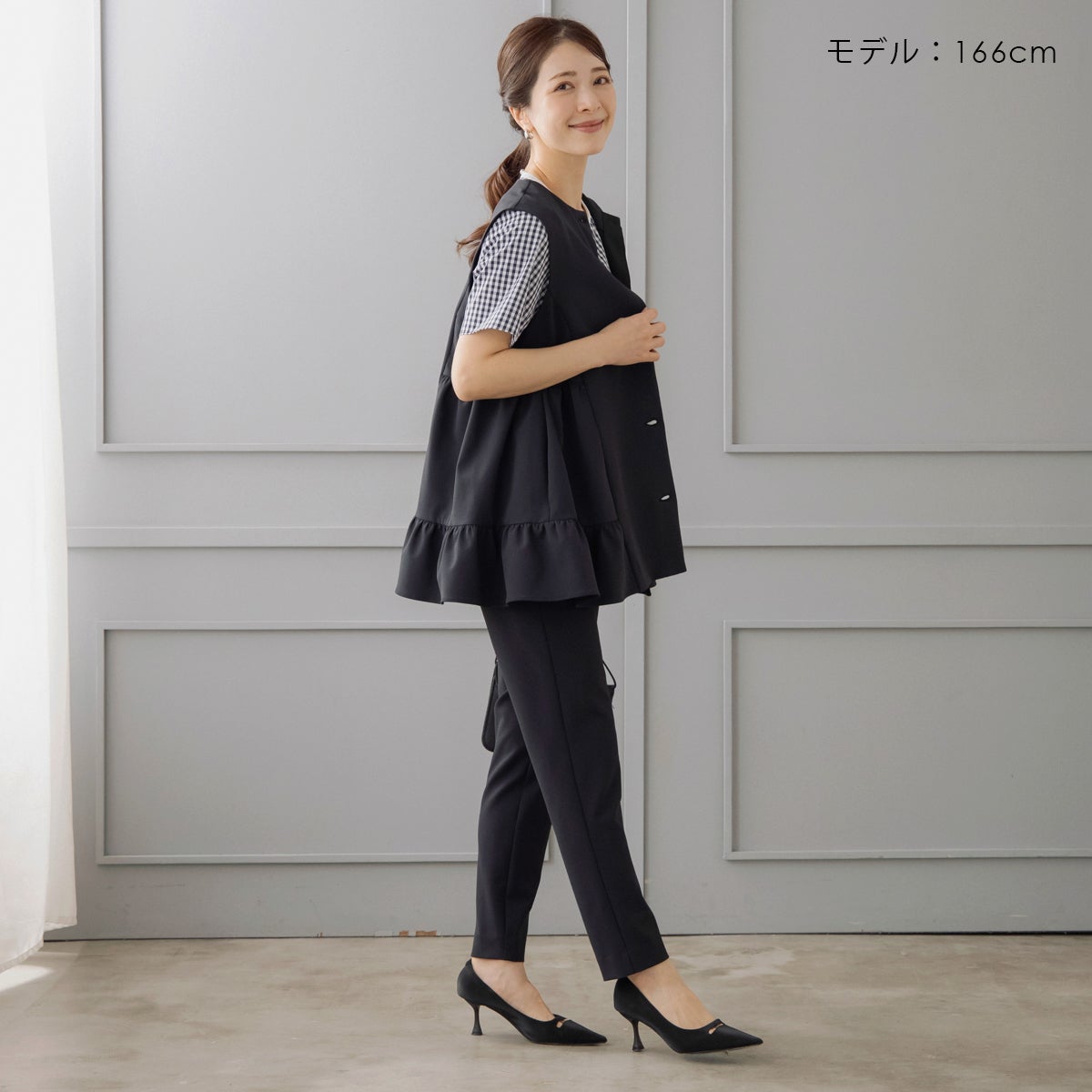 サイドティアードチュニックジレ 着用