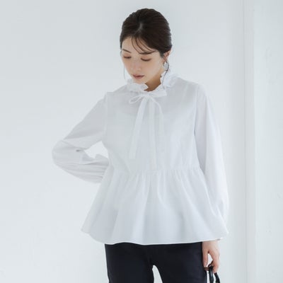 SONO ソーノ ウォッシャブル 木綿 フリル パフスリーブ トップ 白み 