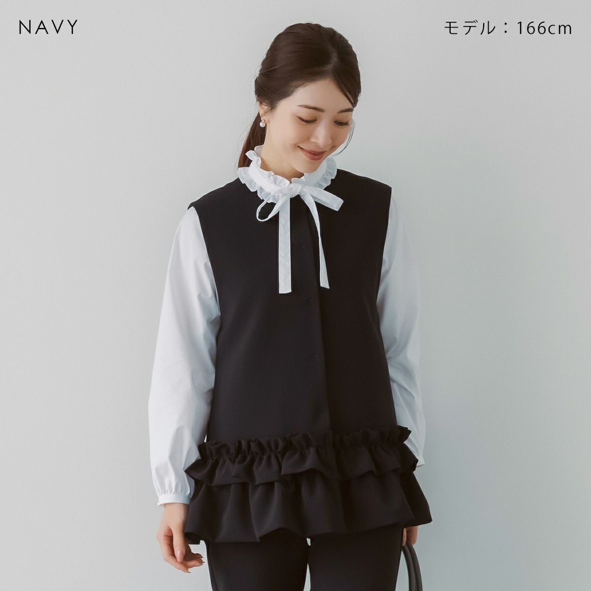 SONO NAVY】 フローラルフリルチュニックジレ【20260225】 | Spendard.com