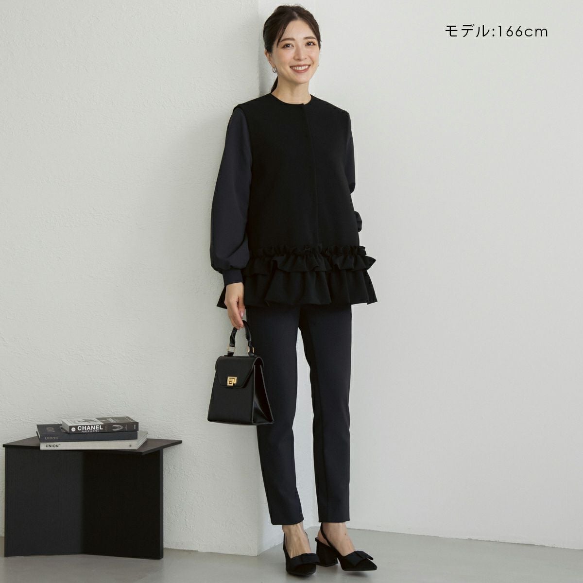 SONO NAVY】 フローラルフリルチュニックジレ【20260225】 | Spendard.com