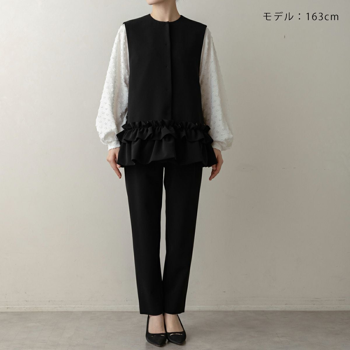 SONO NAVY】 フローラルフリルチュニックジレ【20260225】 | Spendard.com