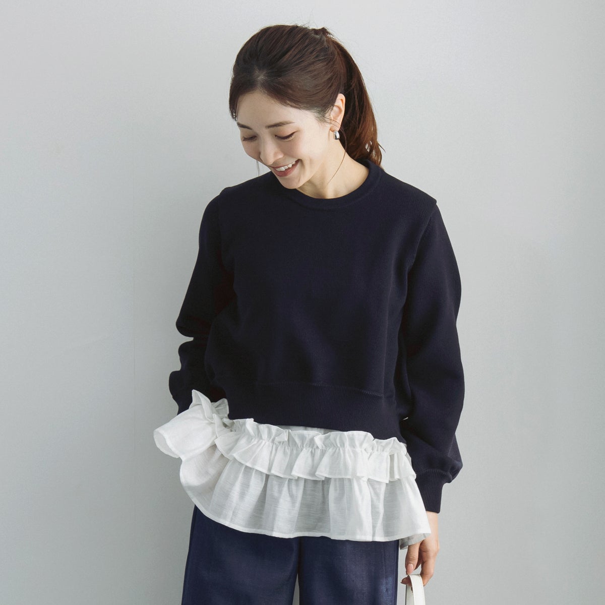 SALE】【返品不可】【SONO】オーナメントジャガードティアードブラウス