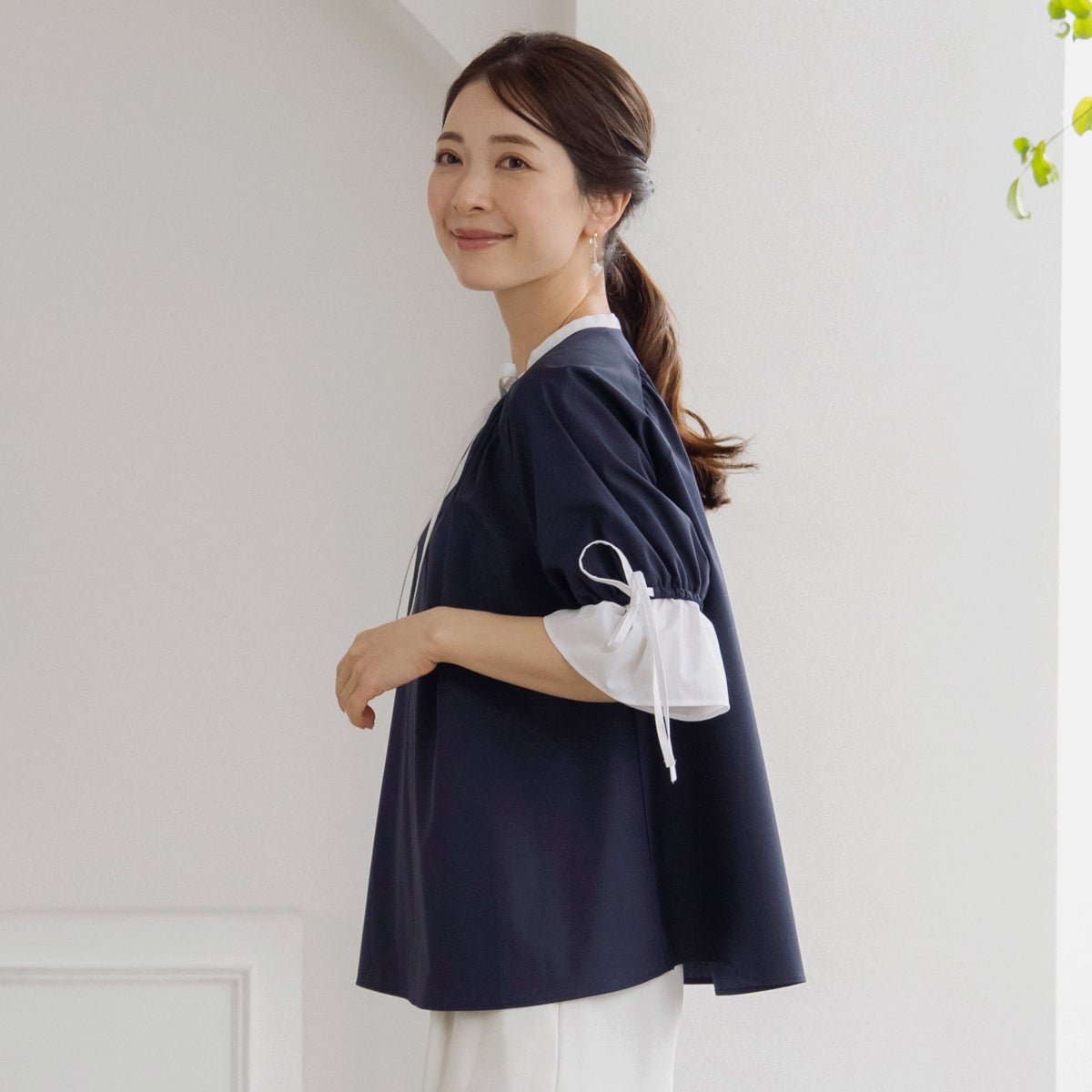 新品 タグ付　SONO NAVY バウンスパールブラウス　フレアブラウス SONO】ハチドリフレアブラウス【20260417】 | Spendard.com