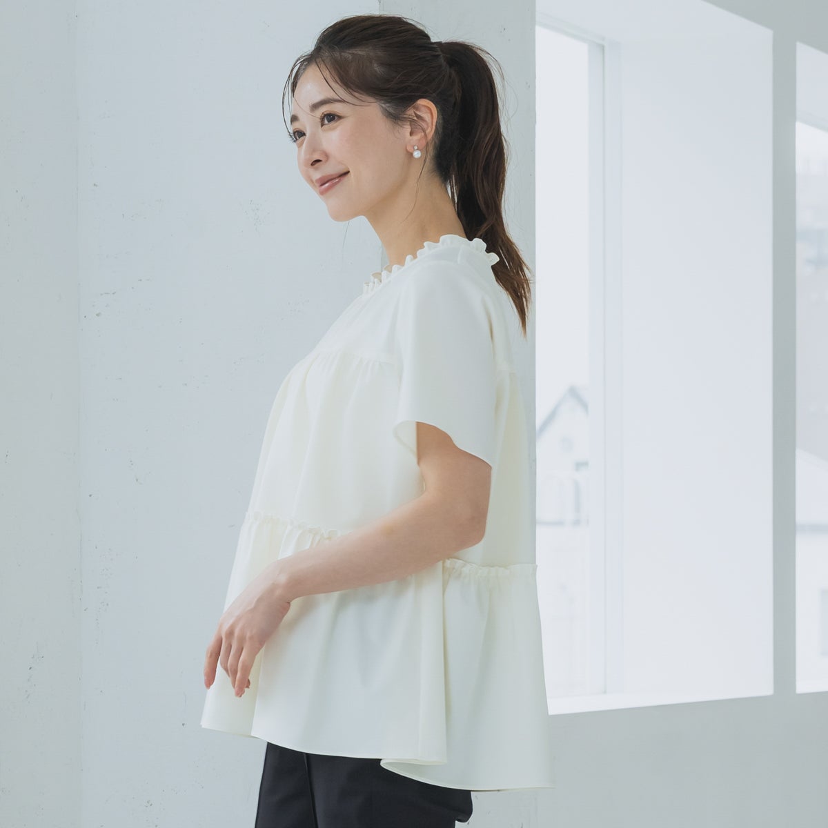 sono 新品　ティアードフリル 半袖カットソー ホワイト SONO】ティアードフリルプルオーバー【20260619】 | Spendard.com